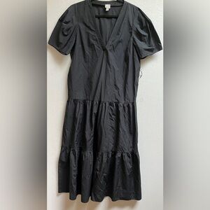 ASOS Classic Black Tier v neck Short Sleeve Maxi Dress Sz 12